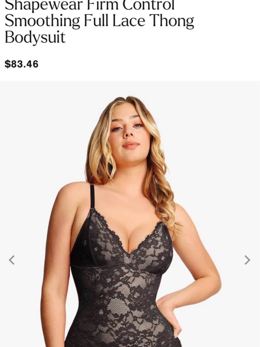 Lace Smoothing Thong Bodysuit – Black
